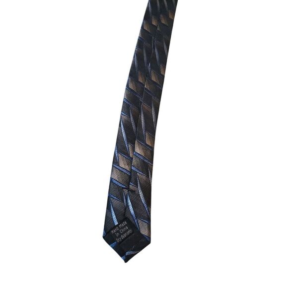 NWT Platinum Designs Neck Tie Mens Designer Luxury Gray‎ Blue Geometric Business - Picture 7 of 12